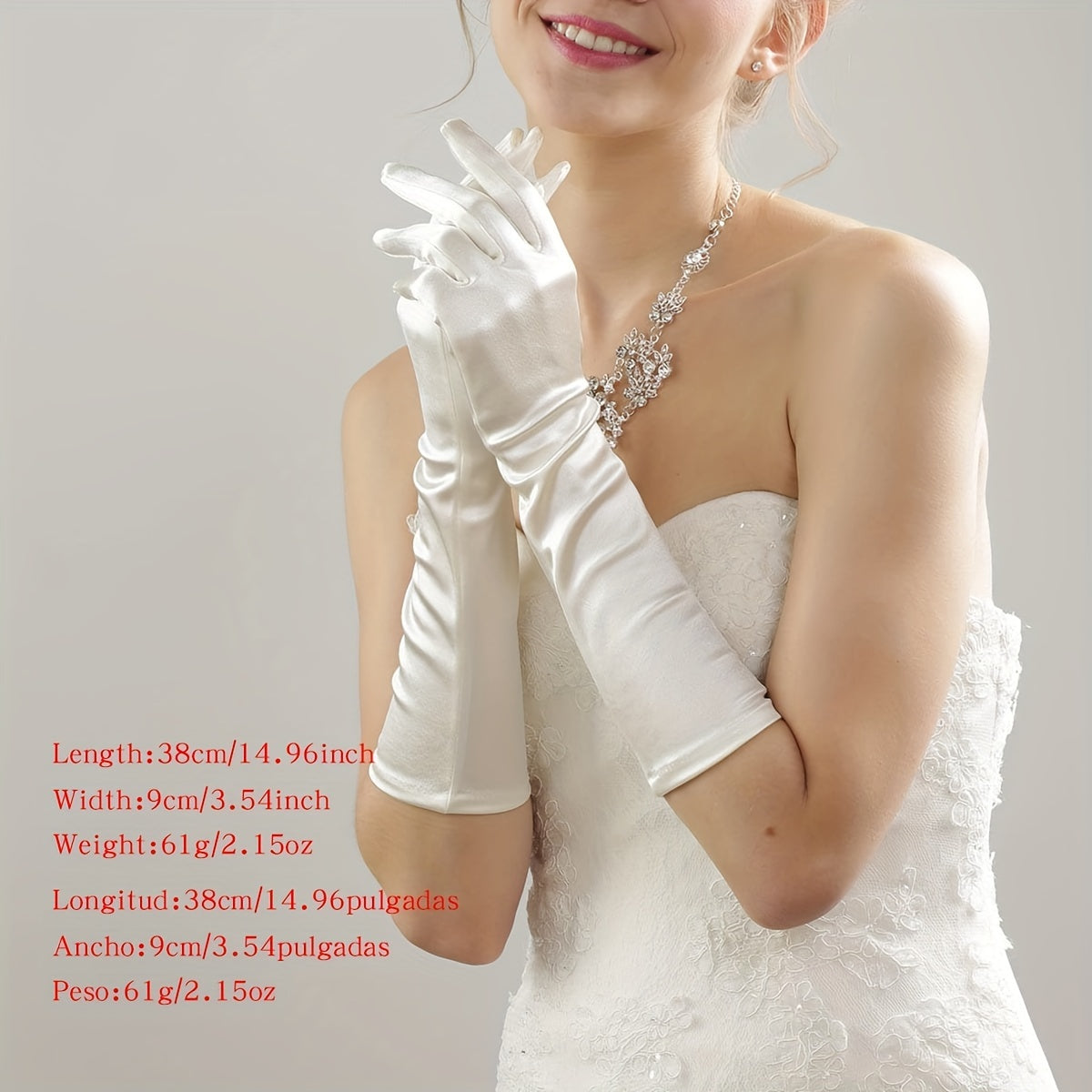 Ophelia Satin White Long Gloves