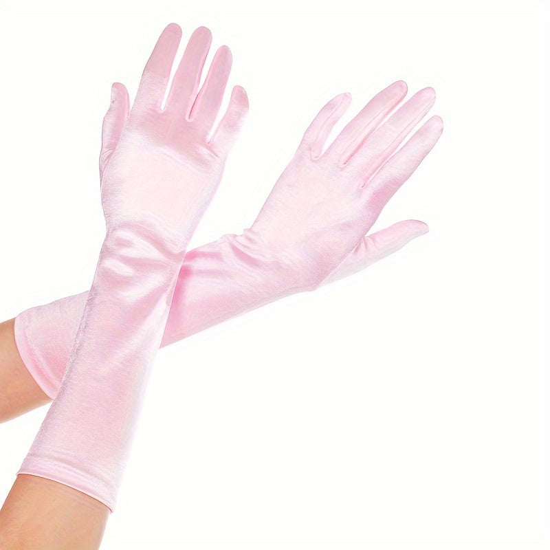 Ophelia Satin White Long Gloves