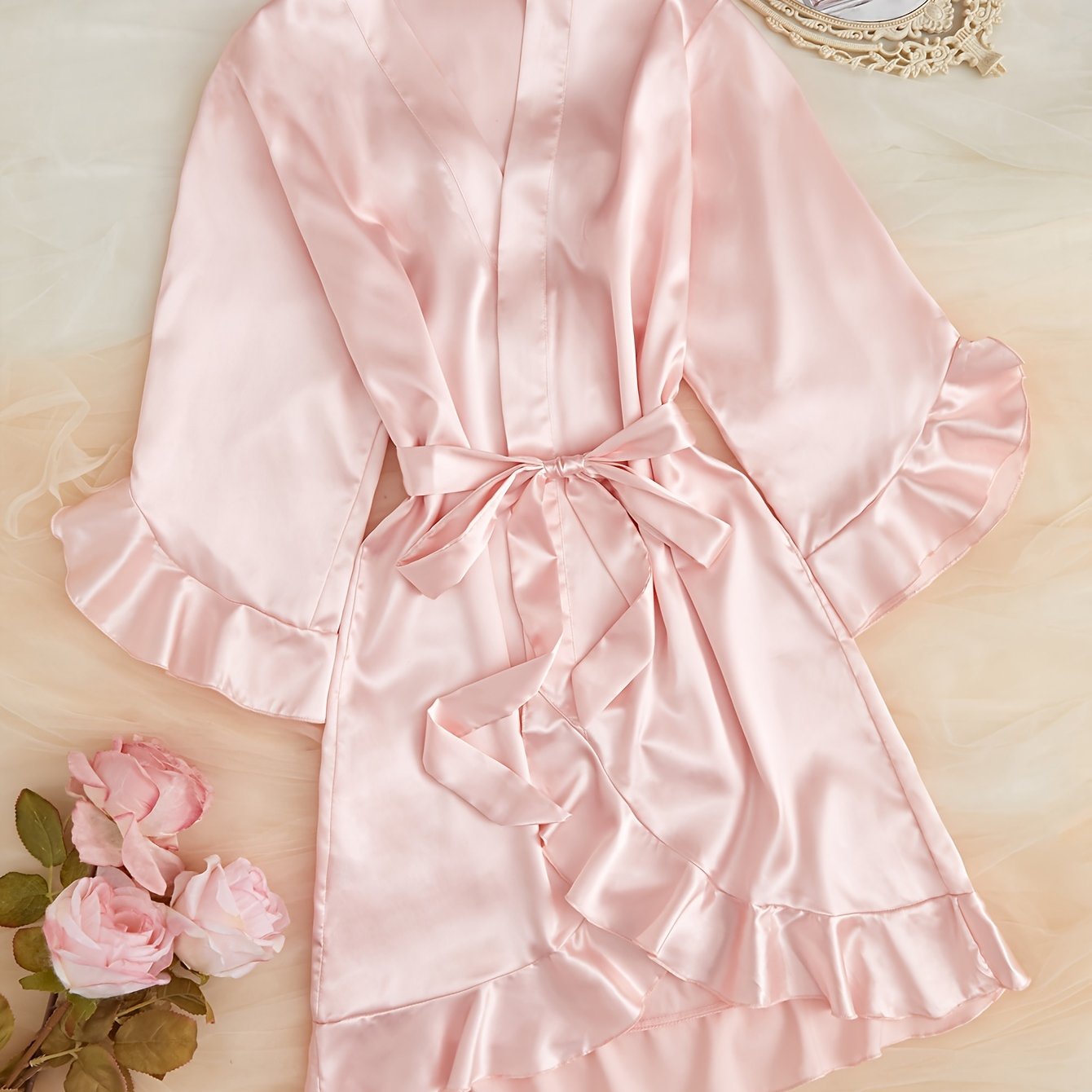 Satin V Neck Robe